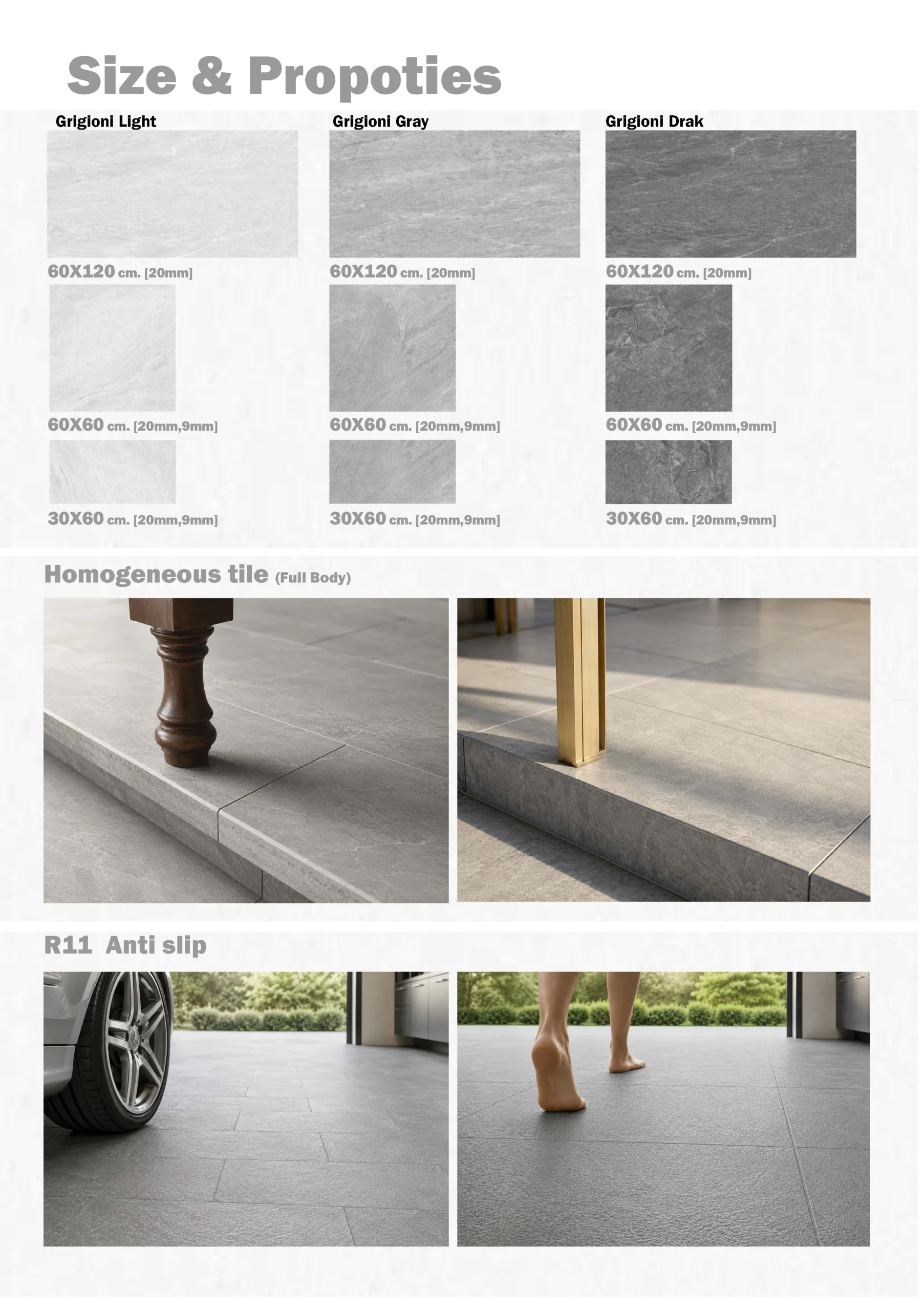กระเบื้องแกรนิต โฮโมจีนัส (Homogeneous)_30x60CM_รุ่น Alpi Granito (อัลปิ แกรนิตโต้)_สี Grigioni Gray (กริโจนิ เกรย์)_ความหนา 200 มิล_ปูทางเท้า_ห้องน้ำ